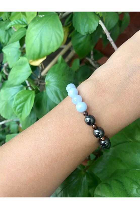 Akuamarin Hematit Bileklik