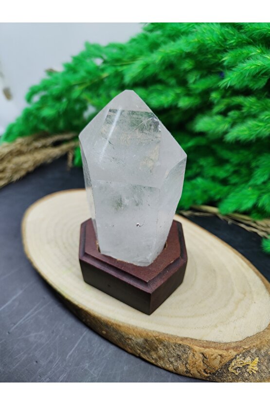 Standlı Piramit Kristal Kuvars Doğal Taş Dekoratif Obje (sertifikalı)