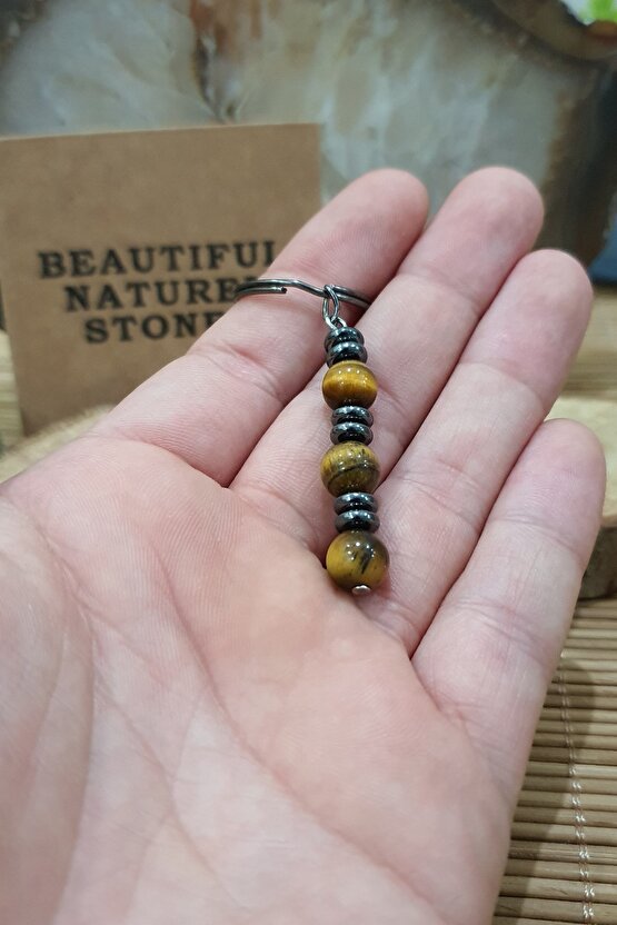 Kaplan Gözü Doğaltaş Anahtarlık ( Güç Ve Cesaret Taşı )