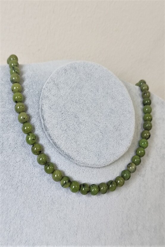 Sertifikalı 8 Mm Kanada Yeşim Doğaltaş Kolye