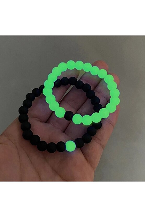 Karanlıkta Parlayan Kedigözü Ve Oniks Doğaltaş Sevgili Bilekliği