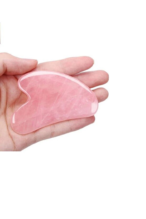 Pembe Kuvars Doğal Taş Gua Sha Yüz Masaj Taşı