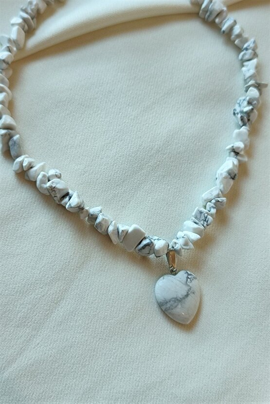 Sertifikalı Havlit Kalp Kırıktaş Doğaltaş Kolye