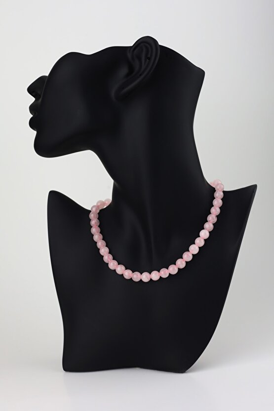 Pembe Kuvars Taşı Doğal Taşlı Kolye 8mm Aaa Kalite