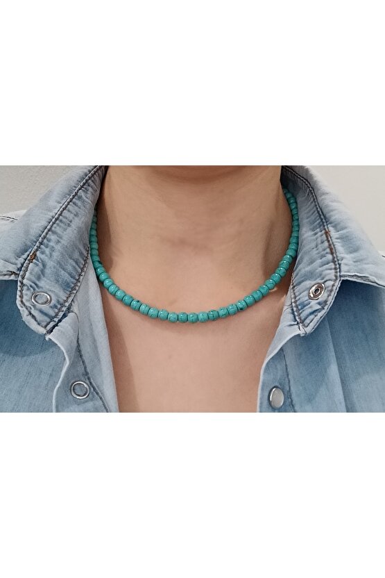 Turkuaz (firuze) Taşı Kolye  Doğaltaş Kolye