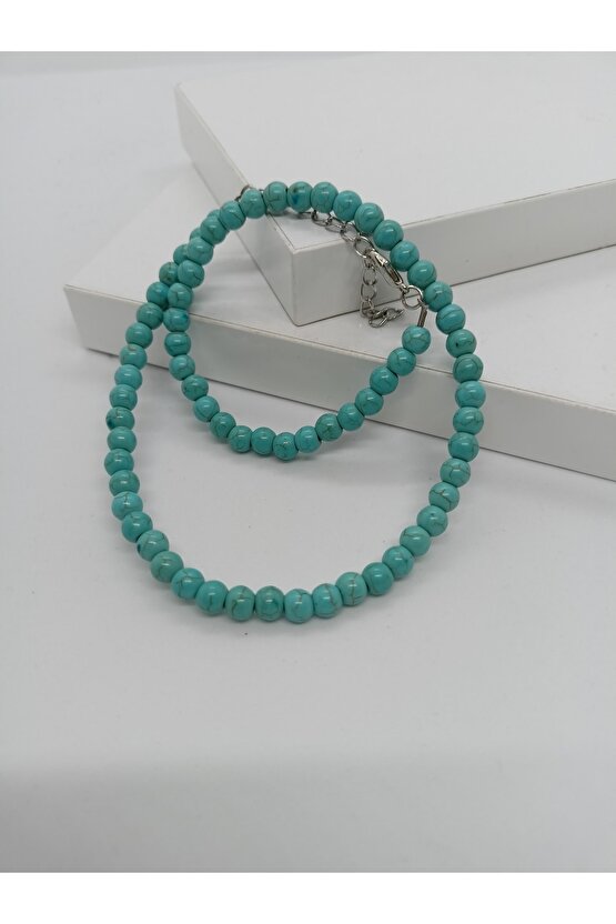 Turkuaz (firuze) Taşı Kolye  Doğaltaş Kolye