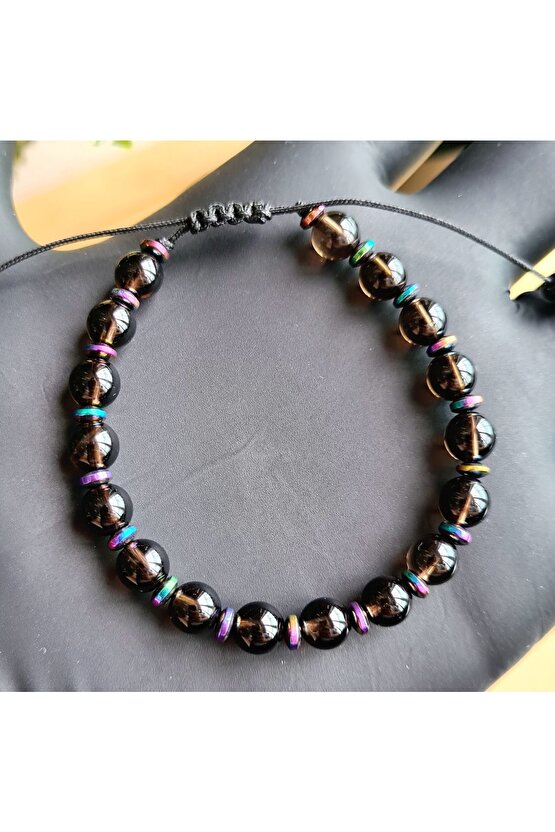 Zirve Kalite Dumanlı Kuvars Kristali Doğal Taş Bileklik -1- (EL YAPIMI TASARIM ÜRÜNLER)