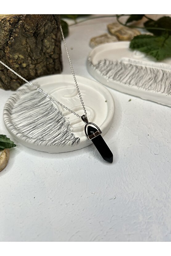Obsidyen Taşı Çivi Kolye