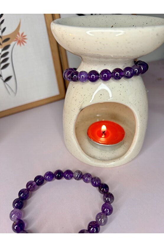 Ametist Taşı Bileklik-%100 Orijinal Ve Sertifikalı