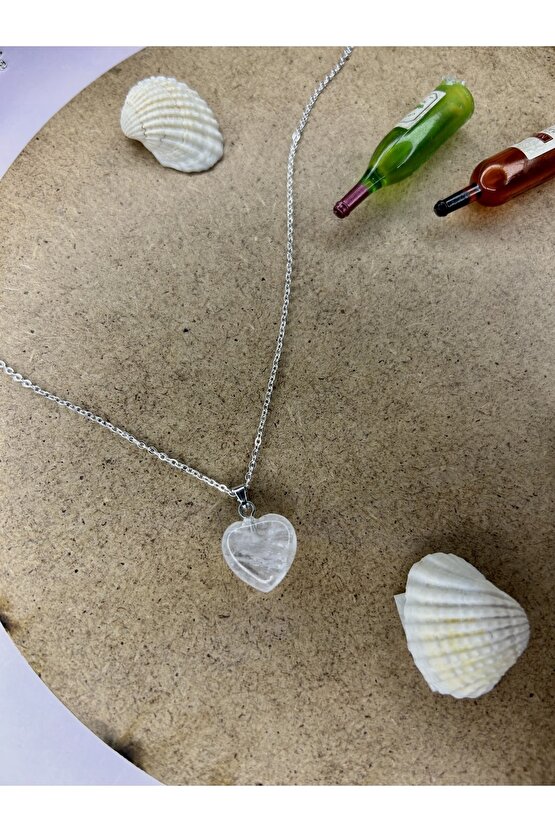 Kristal Kuvars Kalpli Doğal Taş Kolye-%100 Orijinal