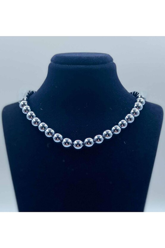 Terahertz Doğal Taş Kolye 8 Mm Küre Kesim