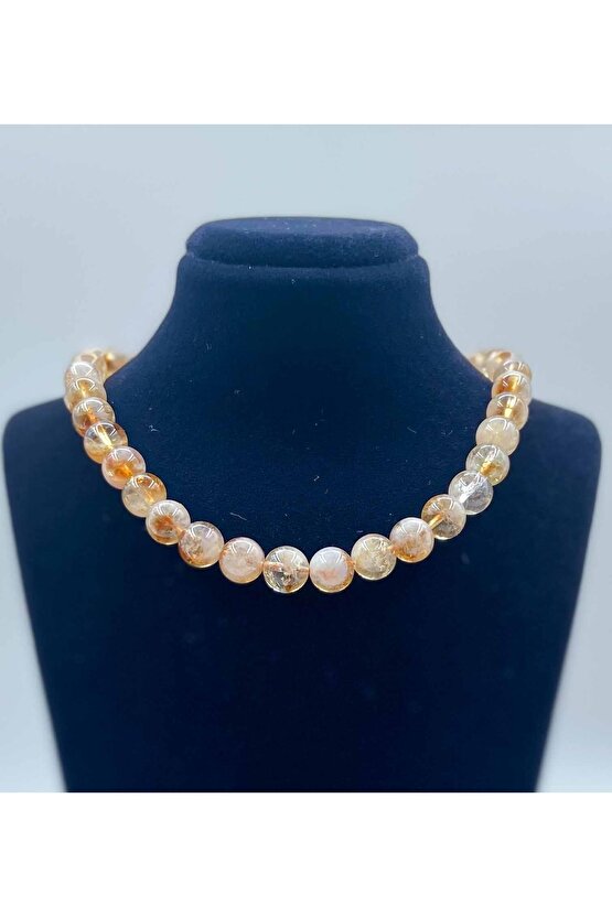 Sitrin Doğal Taş Kolye 8 Mm Küre Kesim