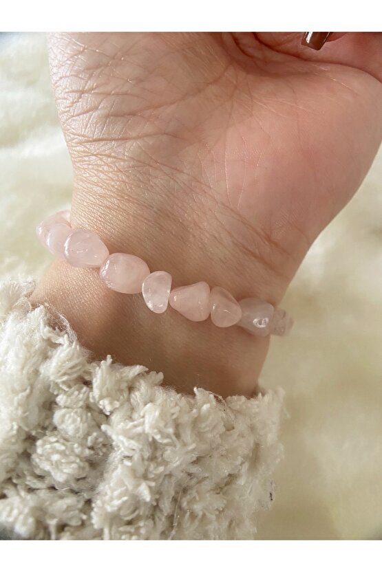 Pembe Kuvars Asimetrik Kesim Bileklik