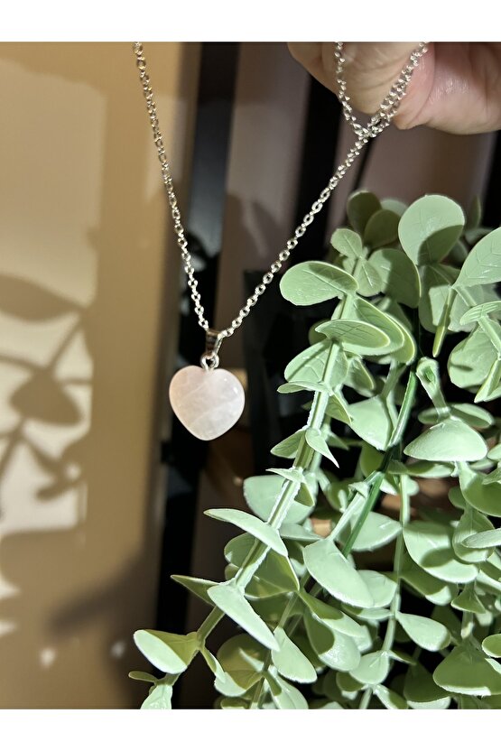 Pembe Kuvars Kalpli Kolye - %100 Orijinal