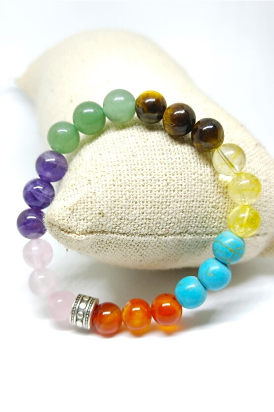 Yedi(7) Çakra Bileklik 8 Mm Doğal Taş Model:7