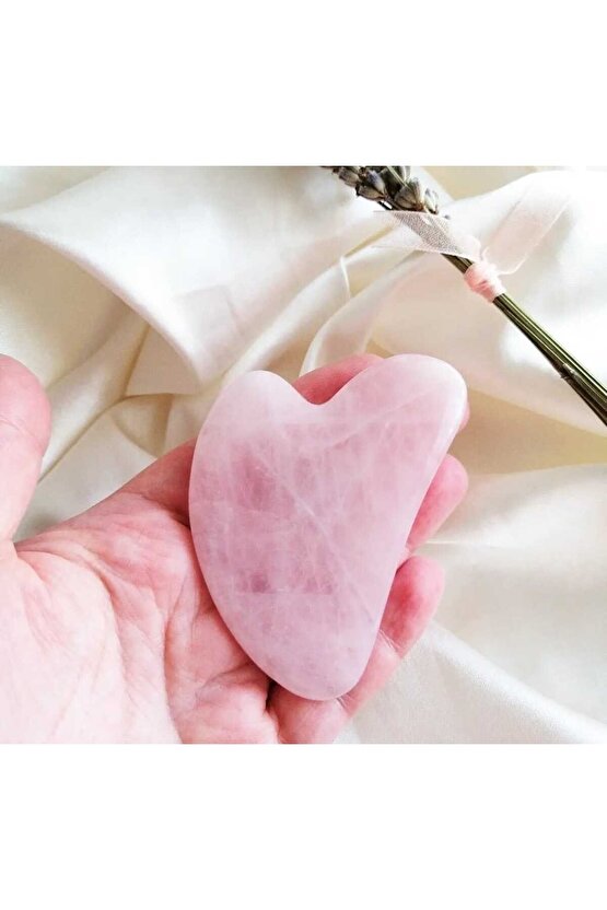 Pembe Kuvars Doğal Taş Gua Sha Yüz Masaj Aleti