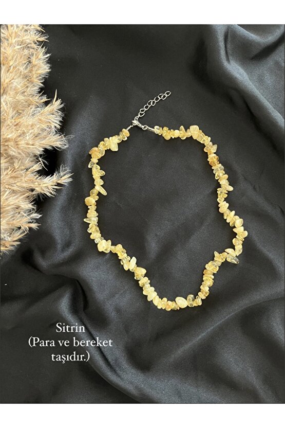 Sitrin Kırık Doğal Taşlı Kolye