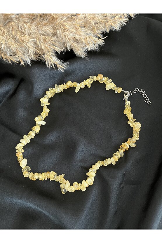 Sitrin Kırık Doğal Taşlı Kolye