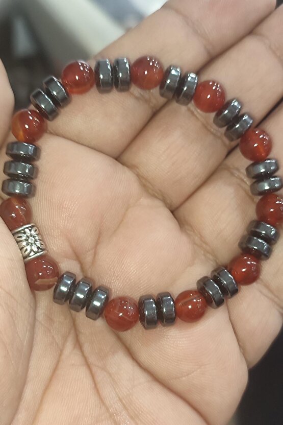 Kahve Akik Taşı Hematit Natural Doğaltaş 8 mm Bileklik