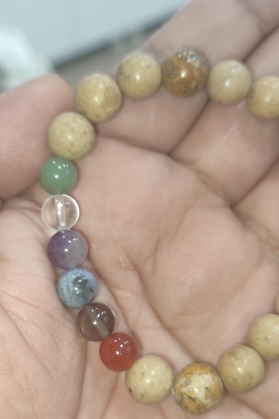 10 mm Jasper Taşlı 8 mm Karışık Taş Eklentili Tarz Bileklik