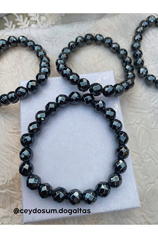 Hematit Fasetli Doğal Taş Bileklik 8 mm
