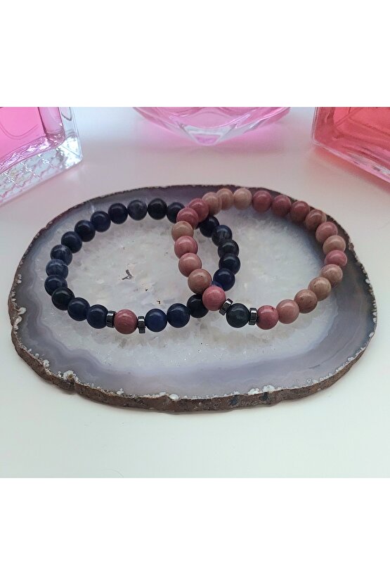 RODONİT SODOLİT TAŞI SEVGİLİ BİLEKLİĞİ 8MM