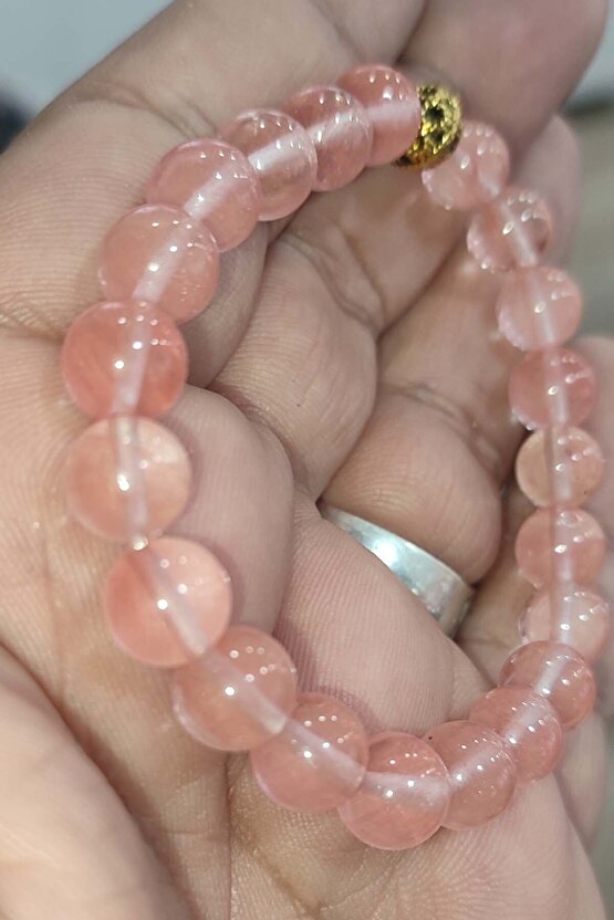Gül Kuvars Taşı 8 mm Natural Doğaltaş Bileklik