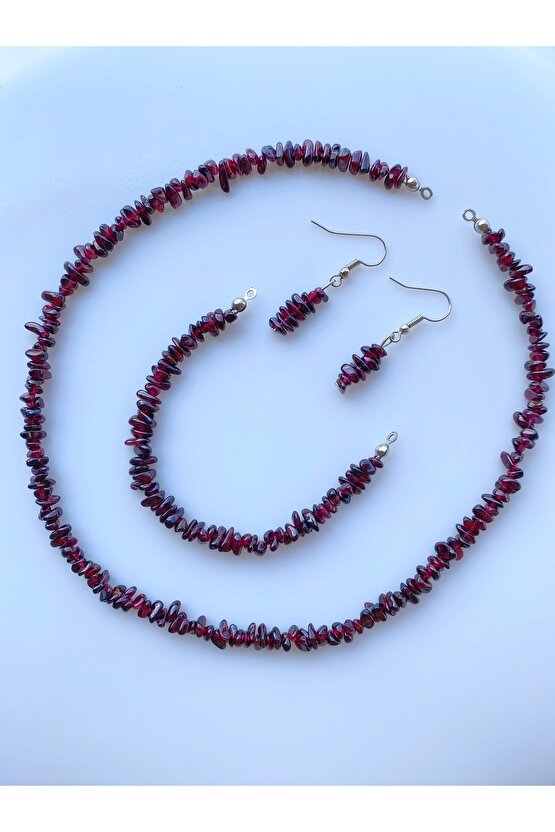 Lal (Granat) Kırıktaş Doğal Taş Set