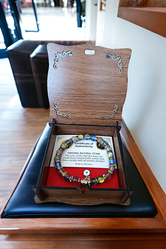 Mavi Termal Kuvars Renkli Rondela Nazar Boncuklu Doğal Taş Bileklik Parlayan Model