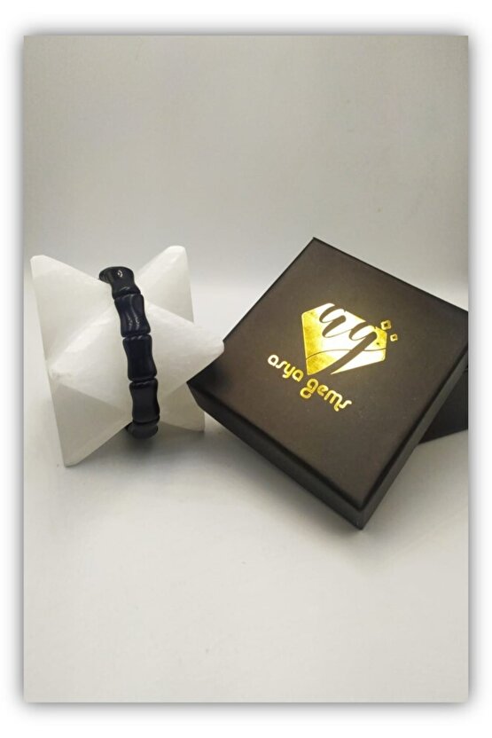 Asyagems Doğaltaş Obsidyen Doğal Taş Özel Kemik Model Kesim Bileklik Ayg-4892