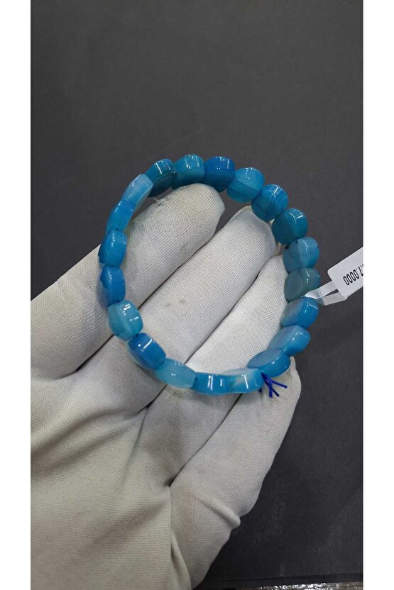 Mavi Akik Rolex 8 X 14 Mm Özel Kesim Doğal Taş Bileklik