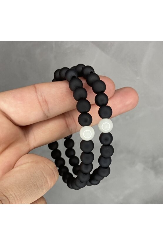 Karanlıkta Parlayan Doğaltaş Dizi Çift Bilekliği