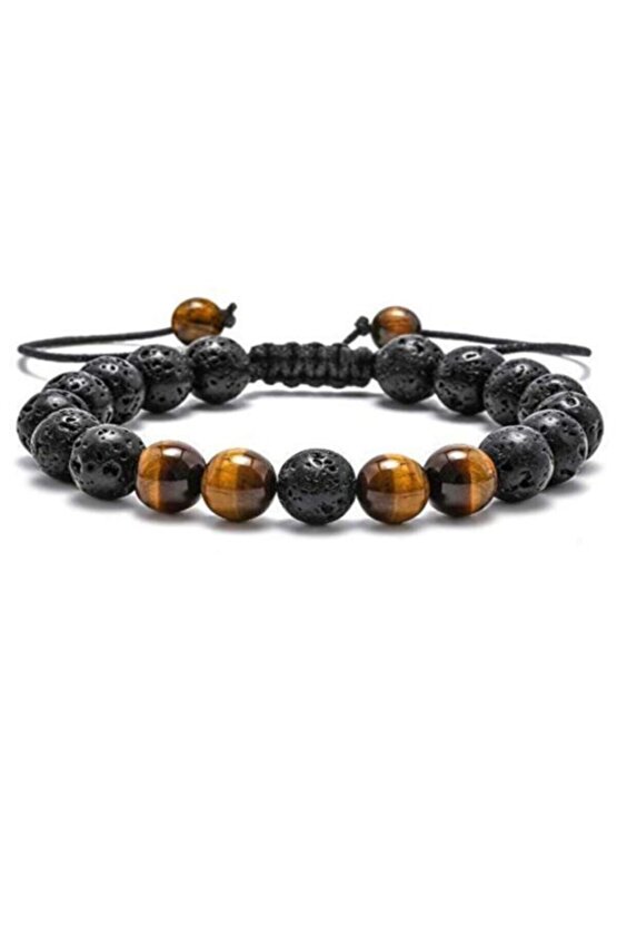 Sertifikalı Lav Taşı Kaplangözü Doğaltaş Bileklik