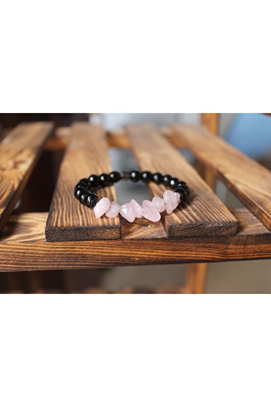 Oniks 8 Mm Faset Pembe Kuvars Doğaltaş Bileklik