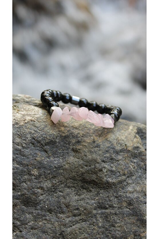 Oniks 8 Mm Faset Pembe Kuvars Doğaltaş Bileklik