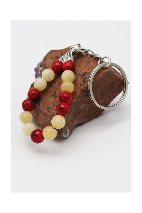 Taraftar Kalsit Sedef Kaplama Kuvars Doğaltaş Anahtarlık