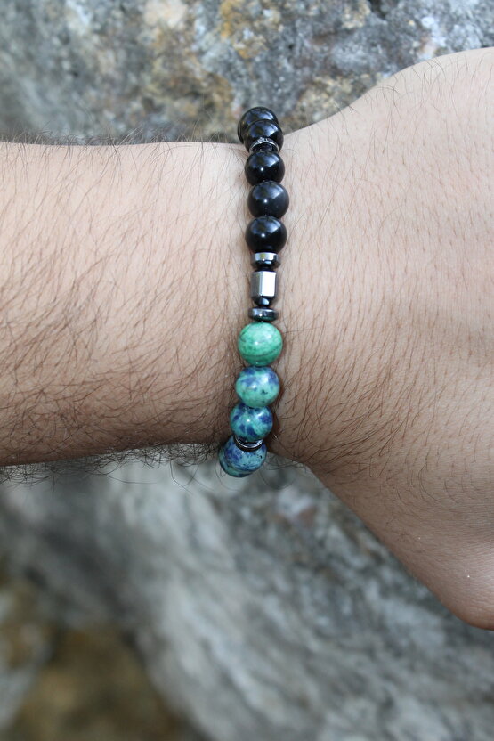 Azurit Obsidyen Doğaltaş Bileklik