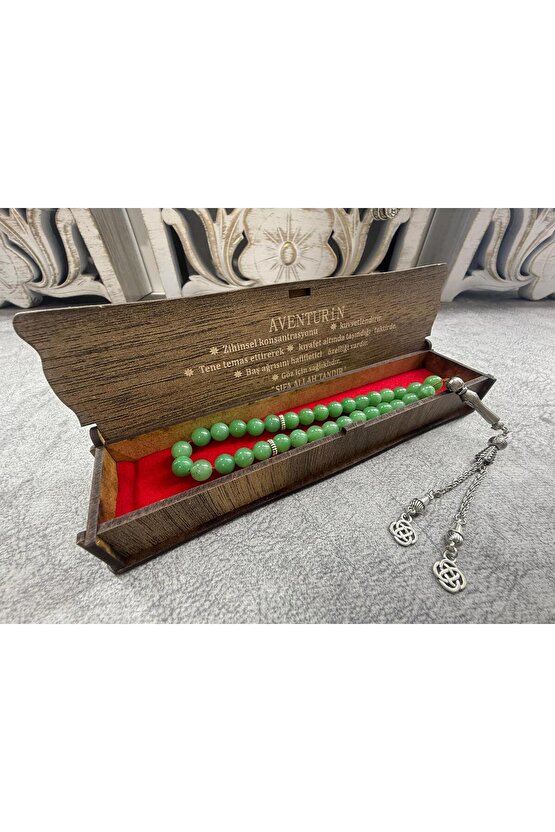 % 100 DOĞAL TAŞ Aventurin Taşı Tesbih: Şans ve Huzurun Doğal Yansıması