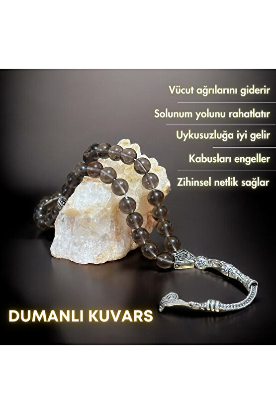 Dumanlı Kuvars Taşı Gerçek Doğal Taş Tesbih