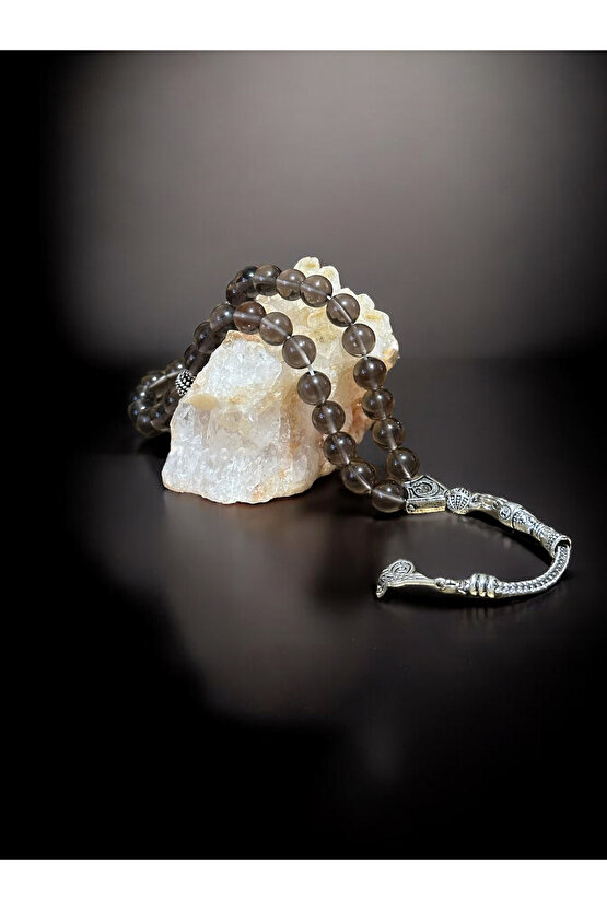 Dumanlı Kuvars Taşı Gerçek Doğal Taş Tesbih