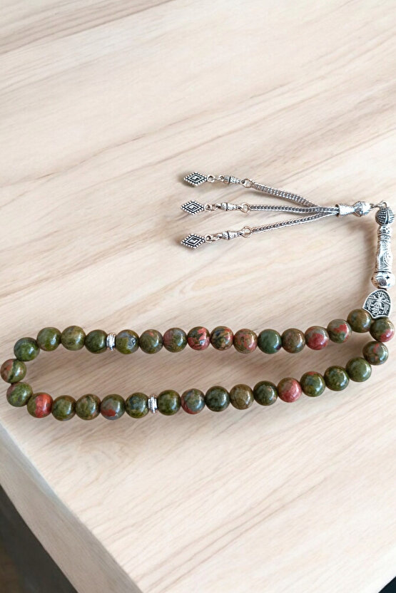 Unakit Taşı Tesbih 33 Lük Tesbih Orijinal Doğal Taş Renk Atmaz Doğal Taş Tesbih