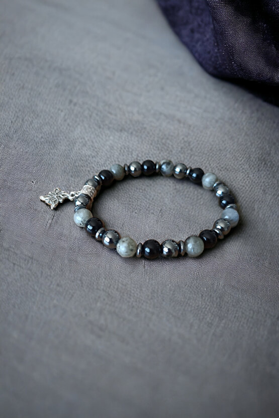 Karizma Bilekliği Labradorit Oniks Hematit Bileklik Doğal Taş Bilekliği Eril Enerji Bileklik