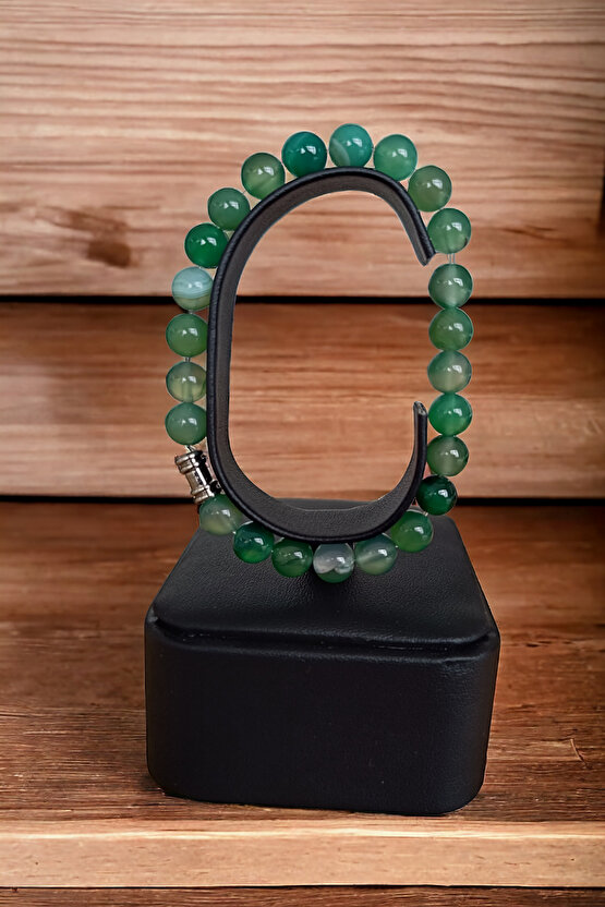 Yeşil Akik Taşı  Bileklik  Doğal Taşlar Orijinal Gerçek Akik Taşı Bileklik Doğal Taş Takı Seti