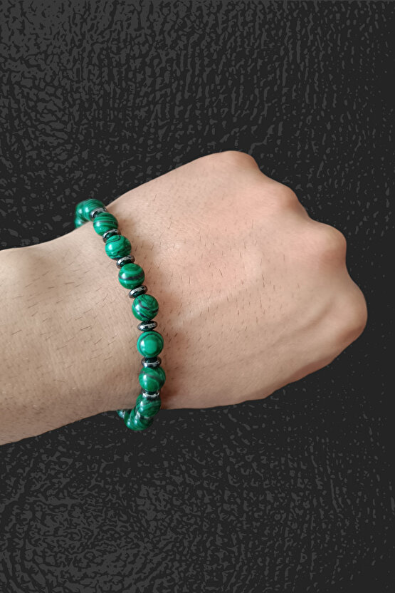 Malahit Taşı  Bileklik Doğal Orijinal Malahit Taşı Bileklik Hilal Taşlı Bileklik