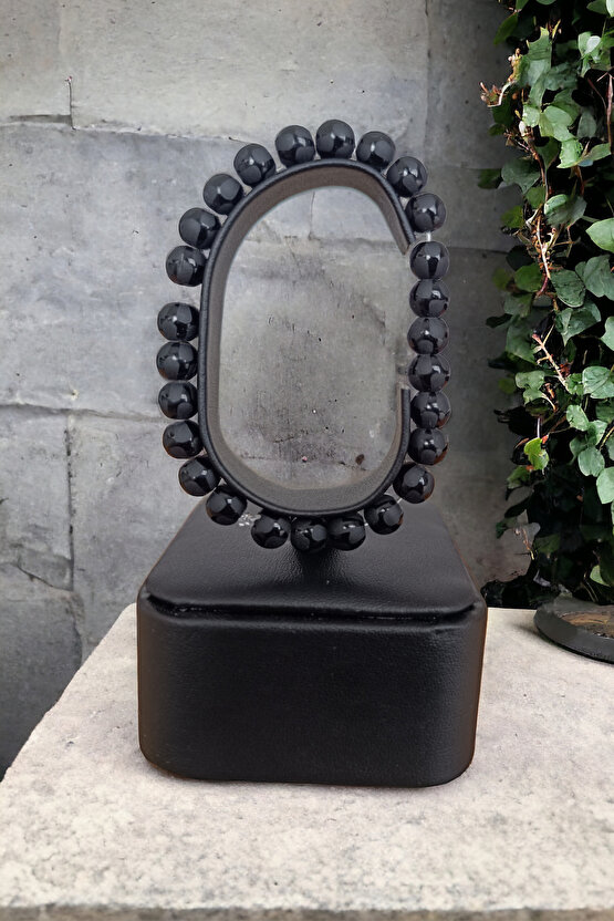 Desenli Parlak Oniks Bileklik  Doğal Taşlar Orijinal Gerçek Oniks Taşı Bileklik