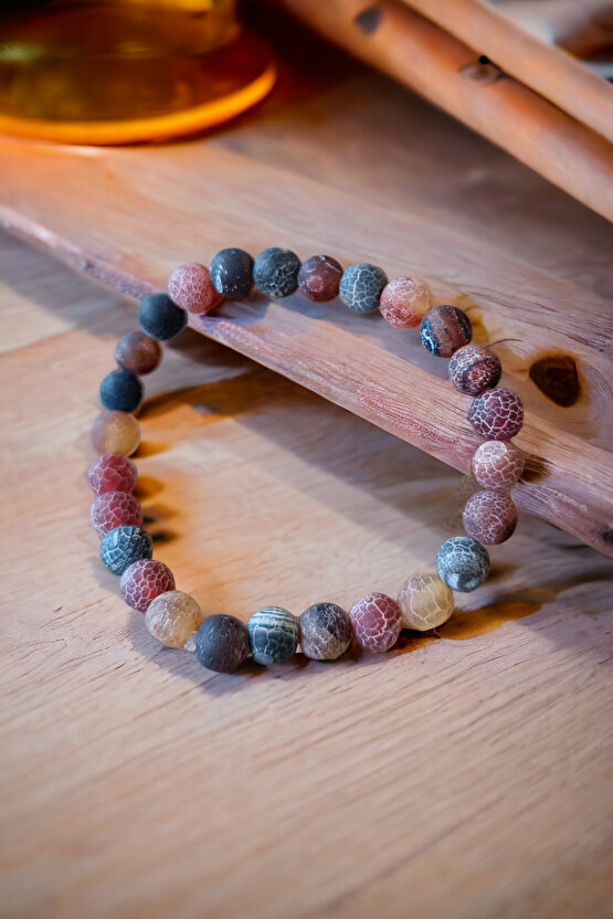 Mat Akik Taşı Desenli Orijinal Doğal Taş Gerçek Doğal Taş Bileklik Doğal Taş Takı Setleri