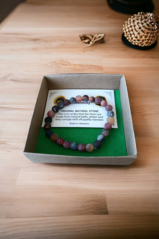 Mat Akik Taşı Desenli Orijinal Doğal Taş Gerçek Doğal Taş Bileklik Doğal Taş Takı Setleri