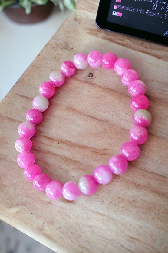 Ceyt Taşı Bileklik Pembe Bileklik Kadın Bileklik Renkli Bileklik Gençlik Taşı İmparator Taşı