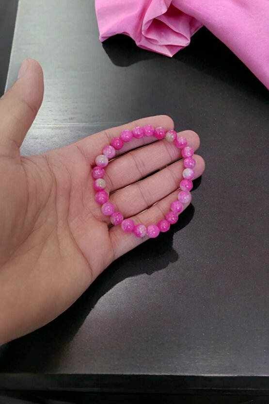 Ceyt Taşı Bileklik Pembe Bileklik Kadın Bileklik Renkli Bileklik Gençlik Taşı İmparator Taşı