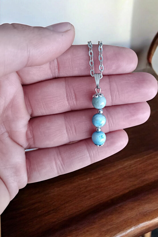 Apatit kolye Apatit Taşı Kolye doğal taş kolye zincirli kadın kolye hediyelik kolye 8 mm